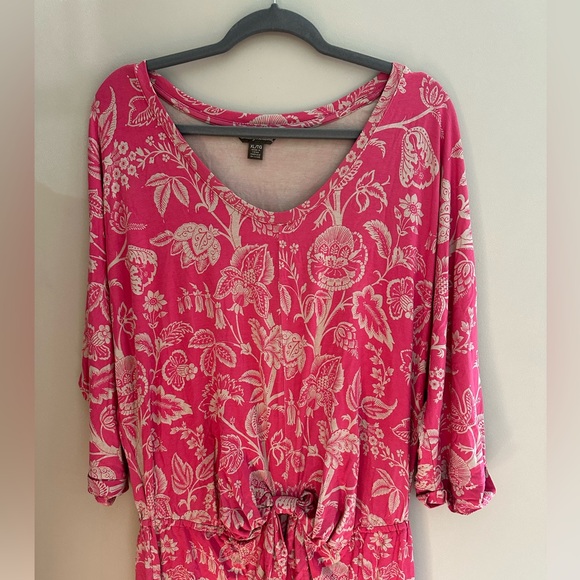 TOMMY BAHAMA V-Neck 3/4 sleeve Floral dress XL Tie knot front Elastic Waist - Picture 4 of 5